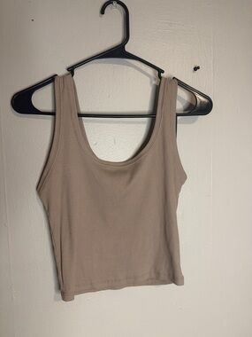 wild fable Taupe Ribbed Scoop Tank